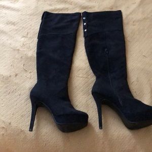 Over knee suede stiletto boots